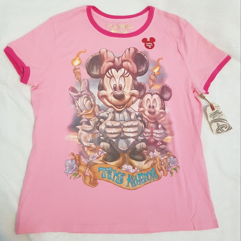 Vintage Classic Disney Minnie Tiki Kingdom pink t shirt